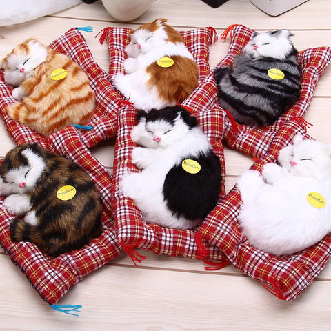 Stuffed Sleeping Cats Toy with Sound